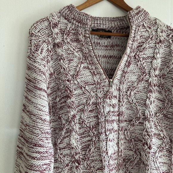 VTG Campus Cable Knit Sweater Academia Unisex Slouchy Acrylic Chunky Sz M - Picture 2 of 14